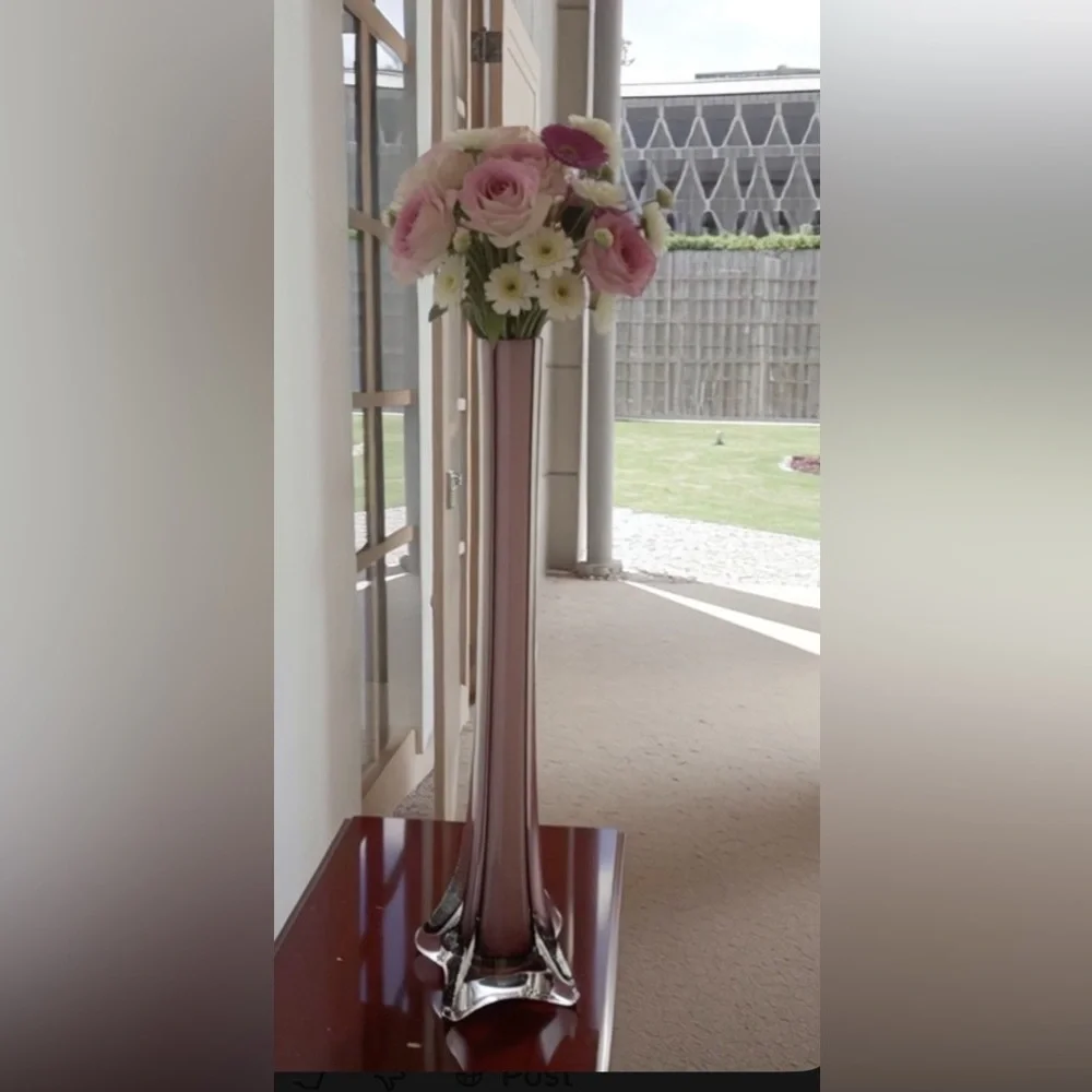 Eiffel tower vase 15.5” inch high decorative vase purple ( wine color )